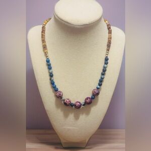 0126 Elegant Blue and Purple Gemstone Necklace